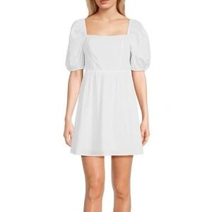 Copper Key Womens White Puff Sleeve Smocked Back Mini Babydoll Dress XS